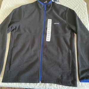 Lands' End Men's Black Lightweight Full-Zip Jacket with Blue Trim